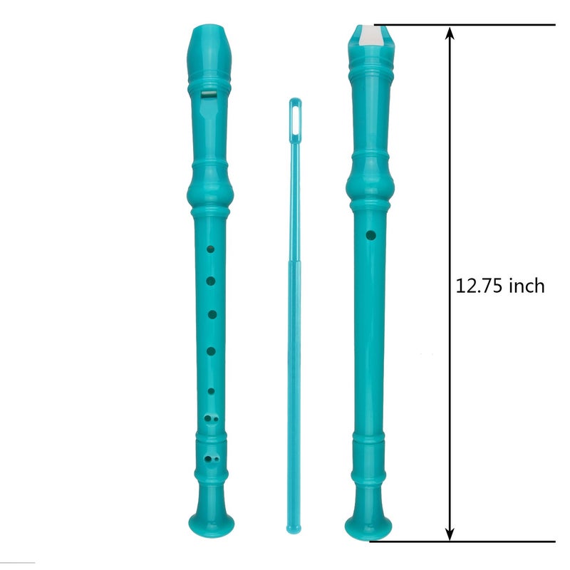 Kasteco 2 Pack German Style 8 Hole-3 Piece Descant Soprano Recorders with Cleaning Rod, Black Storage Bag, ABS Material (Ivory White and Green) - Image 2